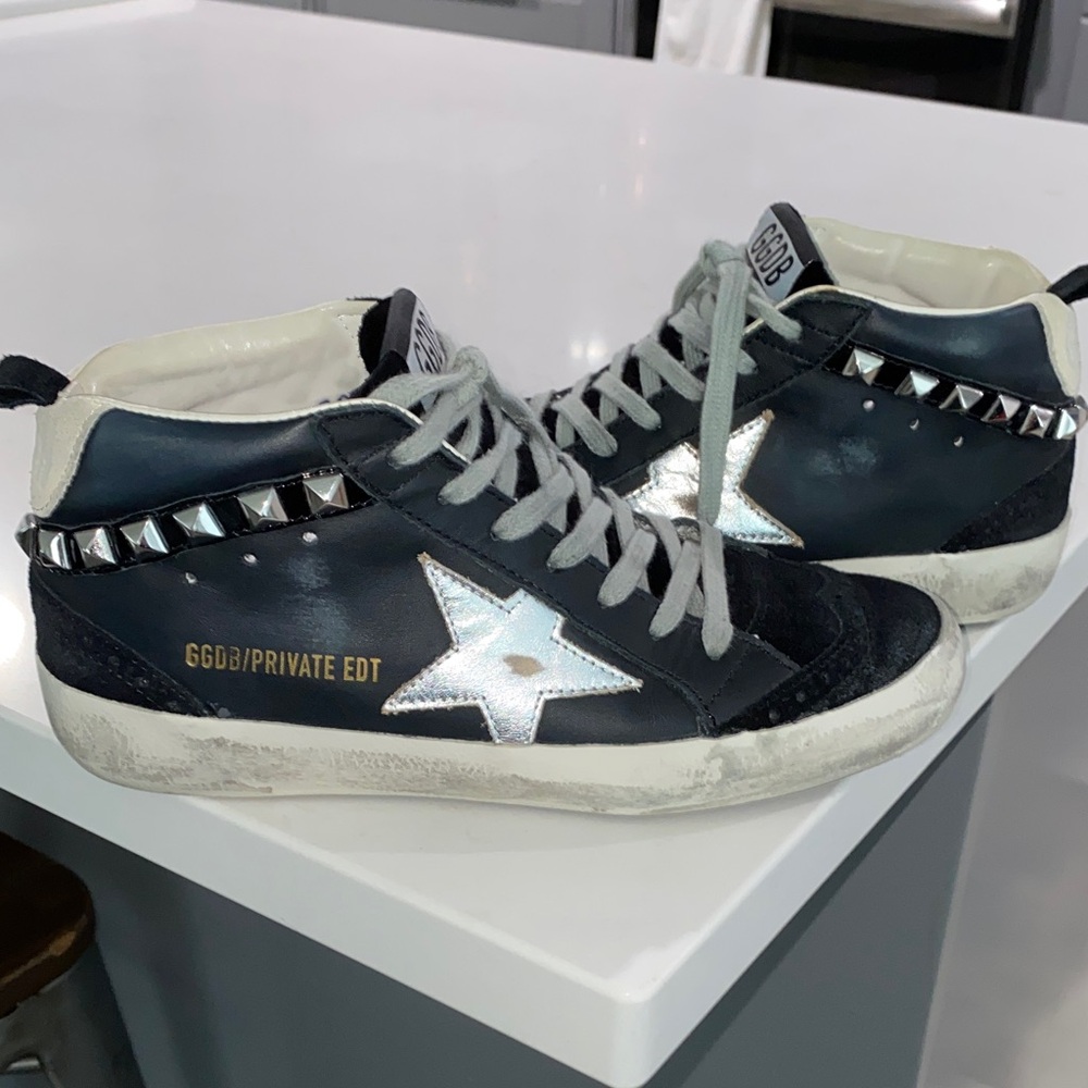 Golden goose, Midstar Sneakers - black and Silver studded detail